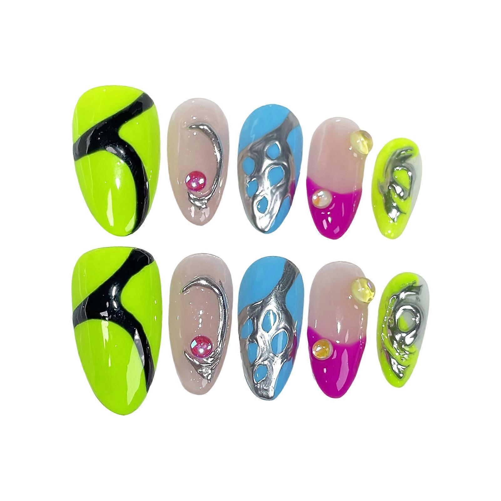 Handgjorda mandel falska naglar Långvarigt säkert material Vattentäta falska naglar