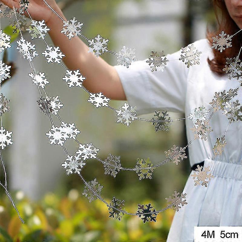 פתיתי שלג מלאכותיים תלת מימד נייר זר באנר קישוטי חג המולד לבית Win - אפור כהה