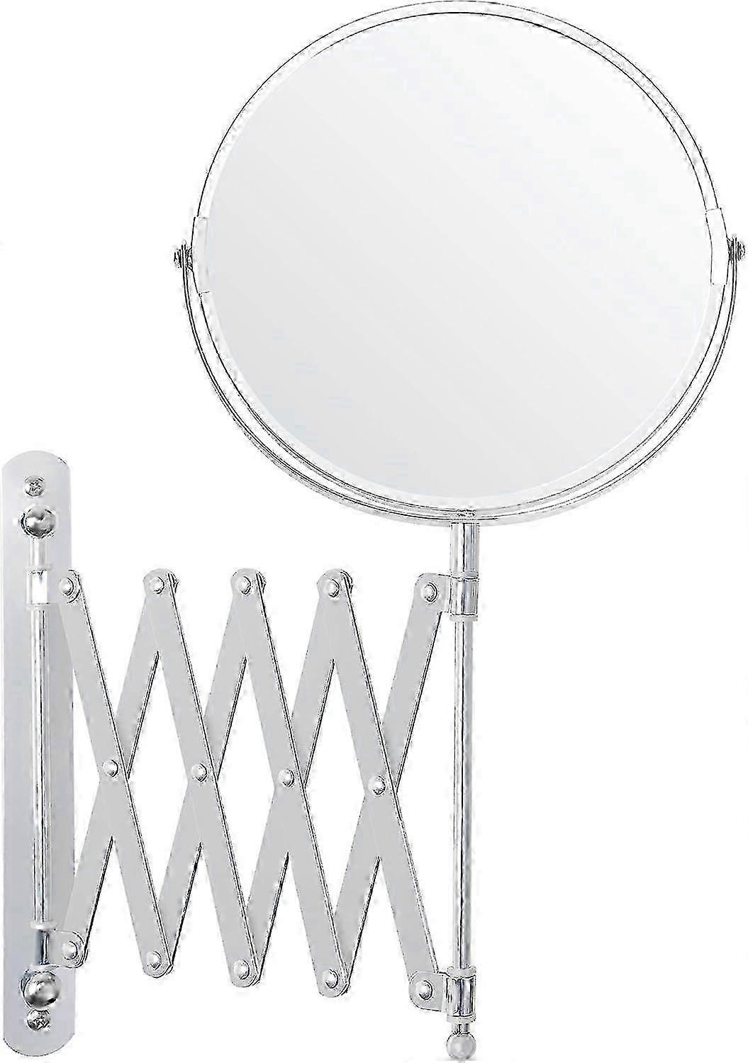 Chrome Wall Mounted Retractable 360 Rotating Mirror - 3x Magnification -