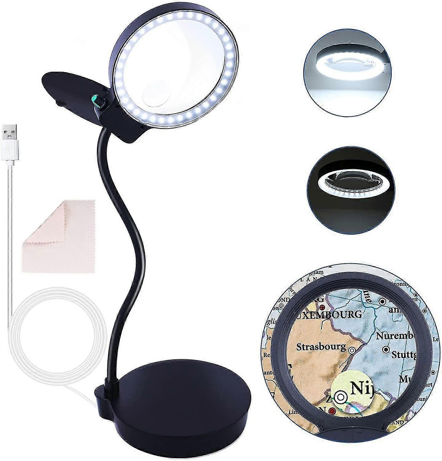3x/10x Magnifying Lamp, Magnifying Glasses With 33 Led Adjustable Light And Stand For Work, Reading, Workshop, Jewelry, Crafts