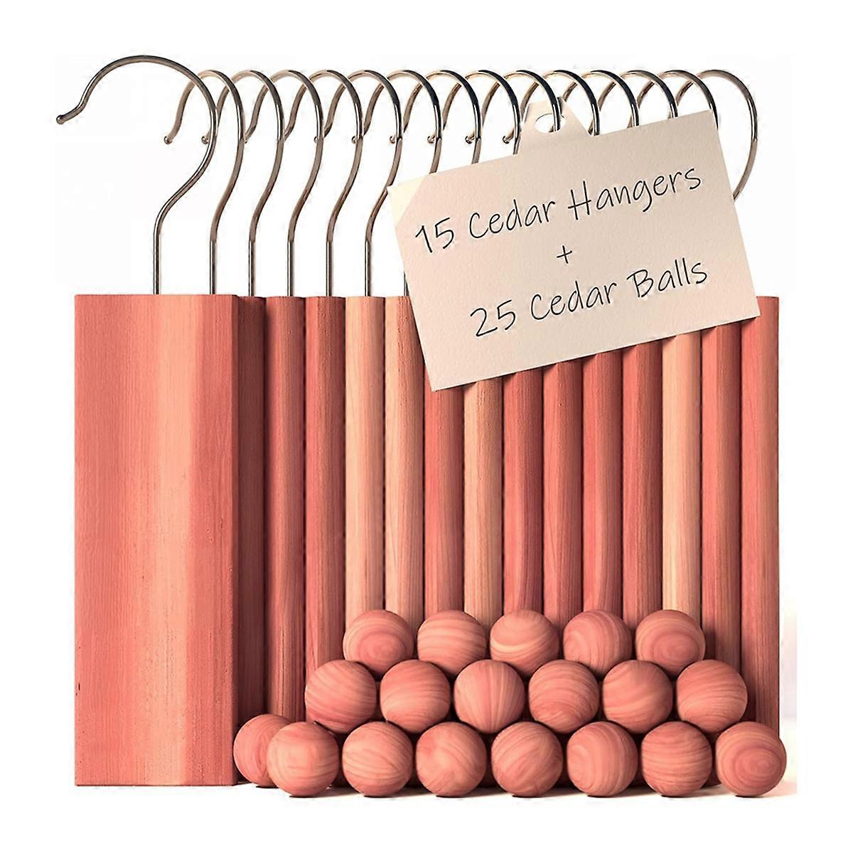 Cedar Blocks for Clothes Storage, Cedar Balls for Closets 40 Pcs Including 15 Hang-Ups and 25 Balls- Aromatic Blocks