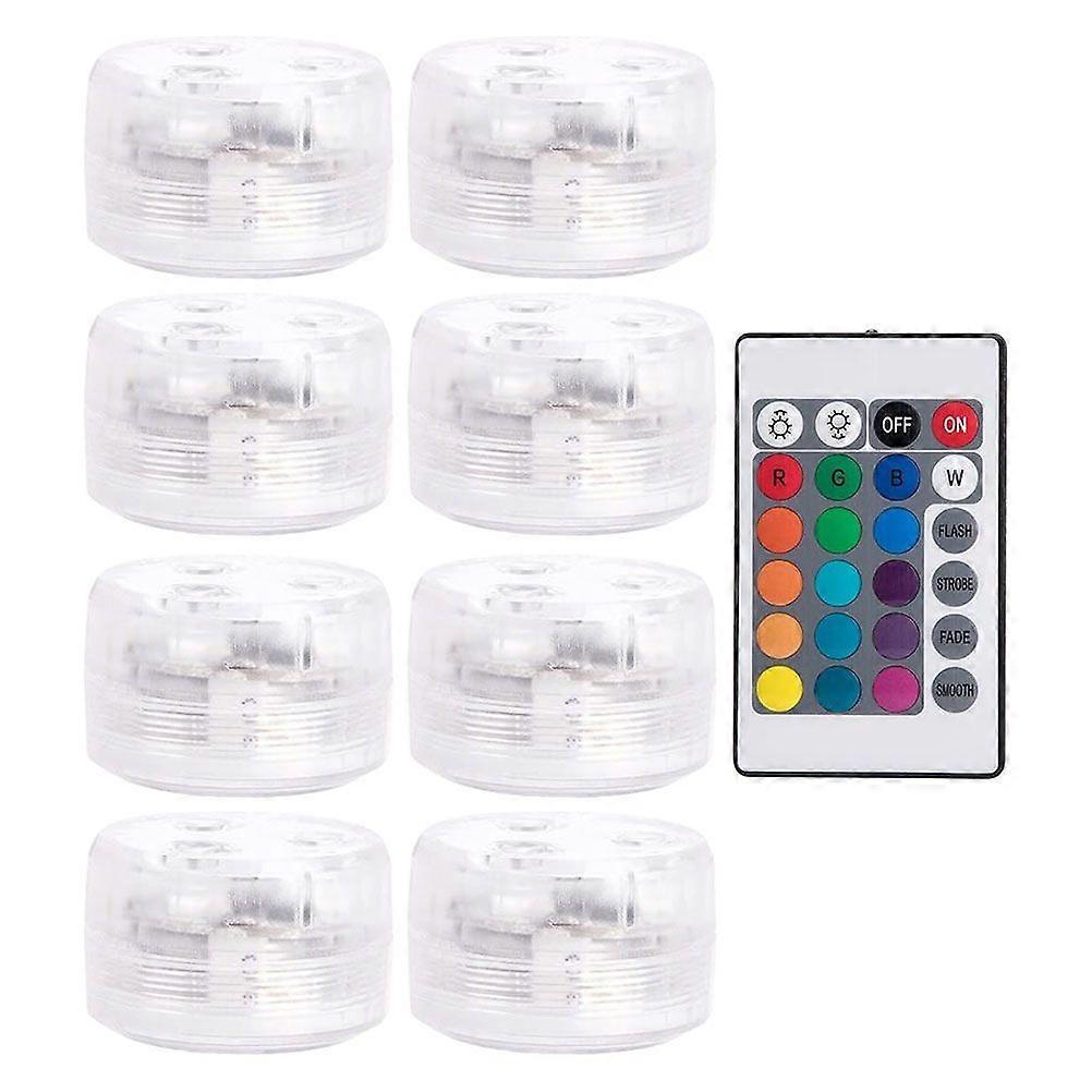8pcs Underwater LED Lights Submersible Pool Lights with Remote-Control Color Changing Diving Lights for Ponds Fountains and Aquariums