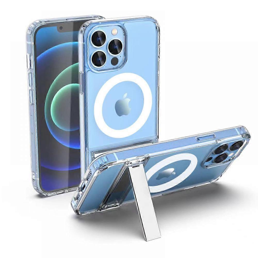 Magnetic Metal Kickstand Clear Case Designed for iPhone 14 Pro Max[Compatible with Magsafe][Anti-Yellowing]Shockproof Case for iPhone 14 Pro Max,Clear