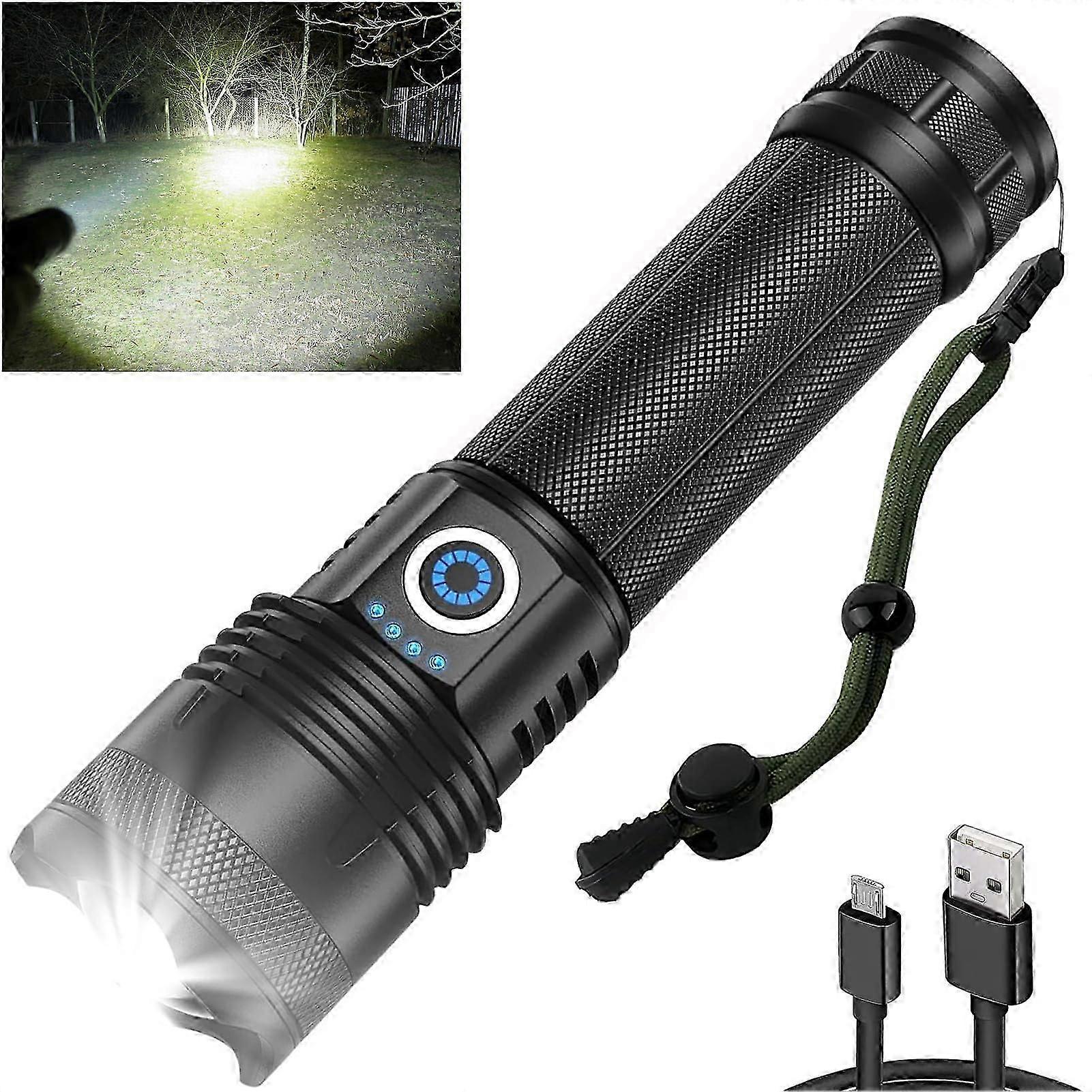 Rechargeable LED Flashlights 100,000 High Lumens Super Bright Flash Light with 5 Modes, Powerful Handheld Flashlight for Camping Emergencies