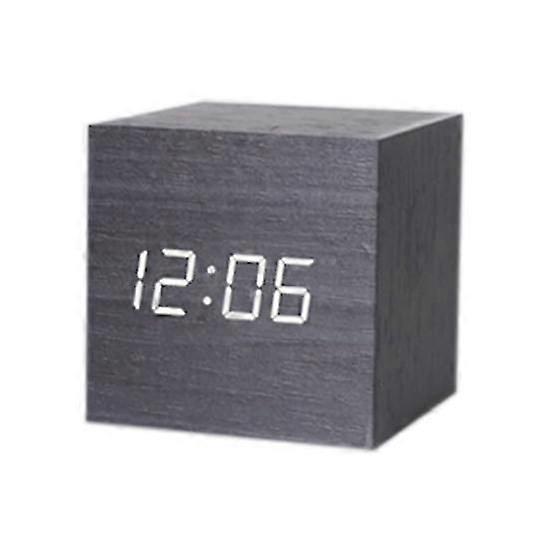 Digital Alarm Clock 12/24h Format Adjustable Brightness Voice Control Power Saving Mode Temperature Date Display Battery Powered