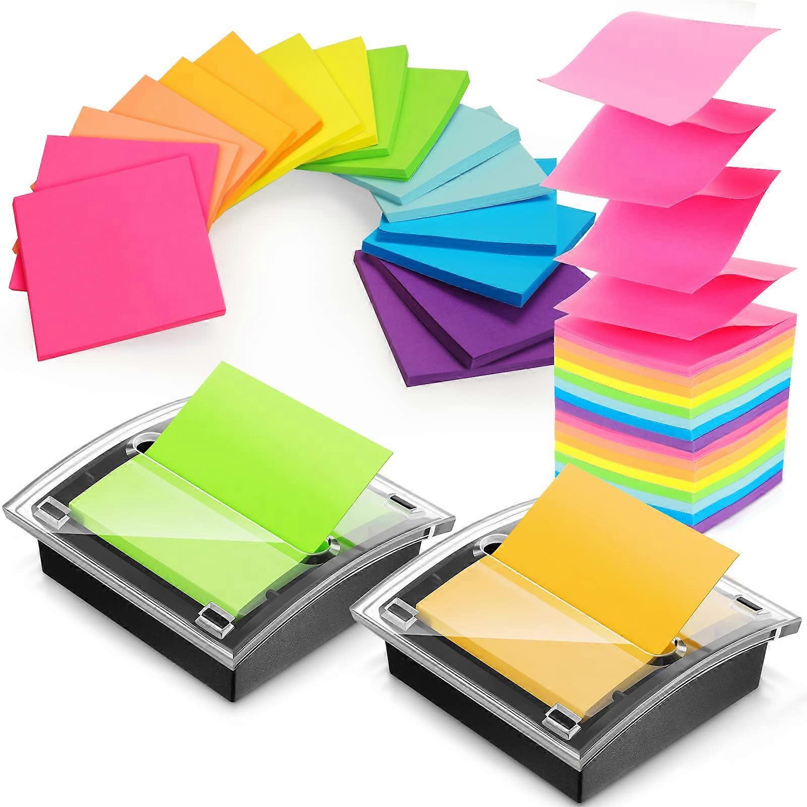 18 Stück Haftnotiz und Pop-up-Spender, 16 Pad farbige Memo Self Stick Notes 3x3 mit 2er-Pack Pop-up-Spender schwarzer Posthalter