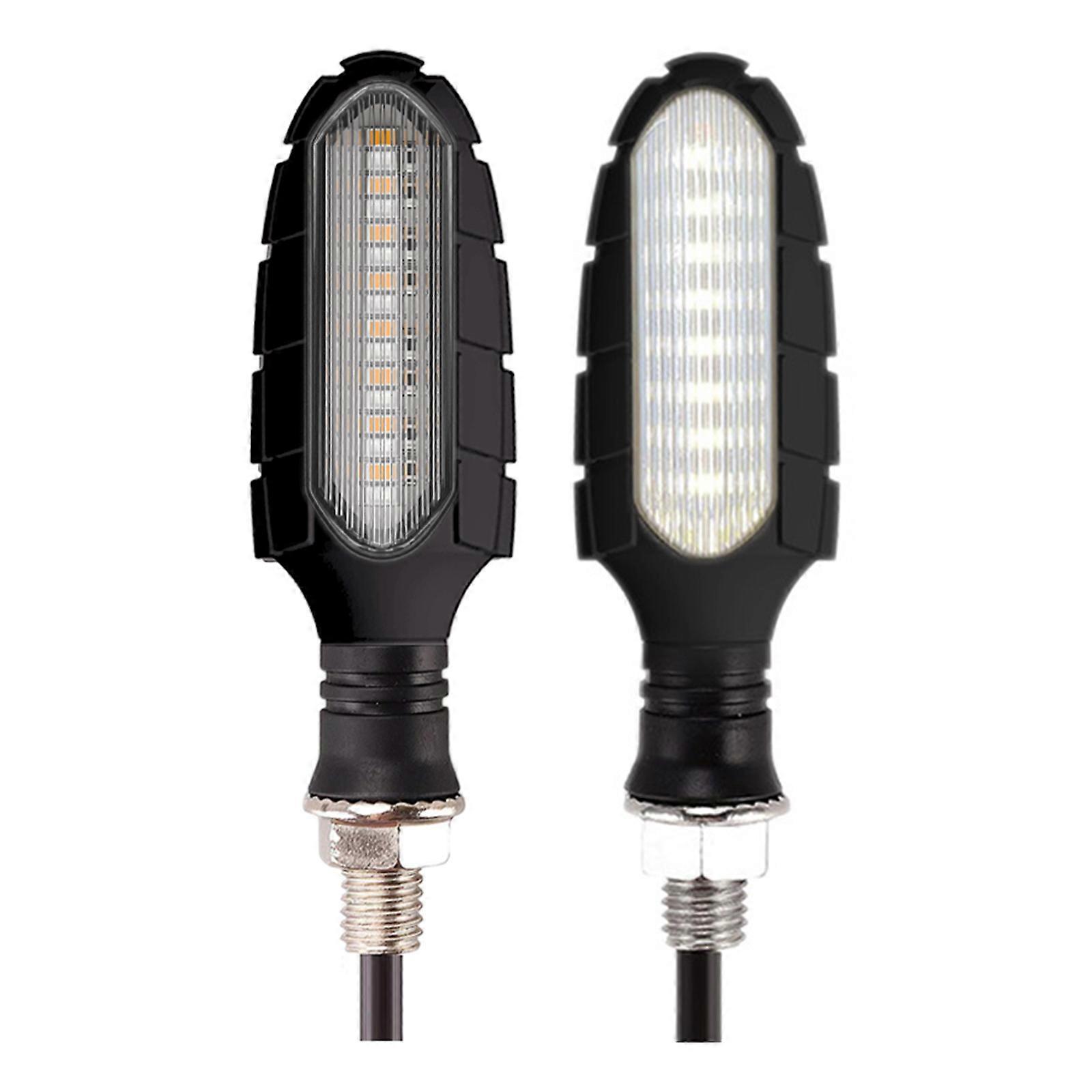 1 Pair Signal Lamp Indicator Flowing Water 16LED Sequential Flowing Indicator Turn Signal Light Handlebar for-Motorcycle White Light