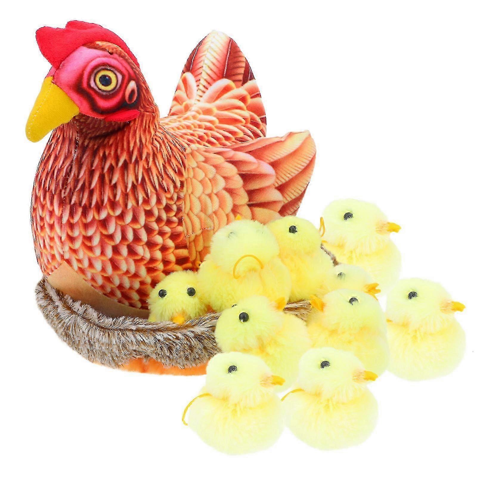 1set Short Plush Easter Dolls Easter Adornments Creative Chicken Ornaments Colorful