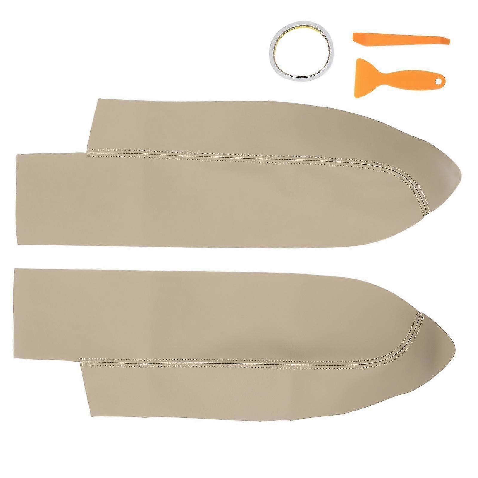 1 Pair Front Door Panel Armrest Cover Microfiber Leather Car Interior Accessories Replacement for CRV 2007?2011Beige