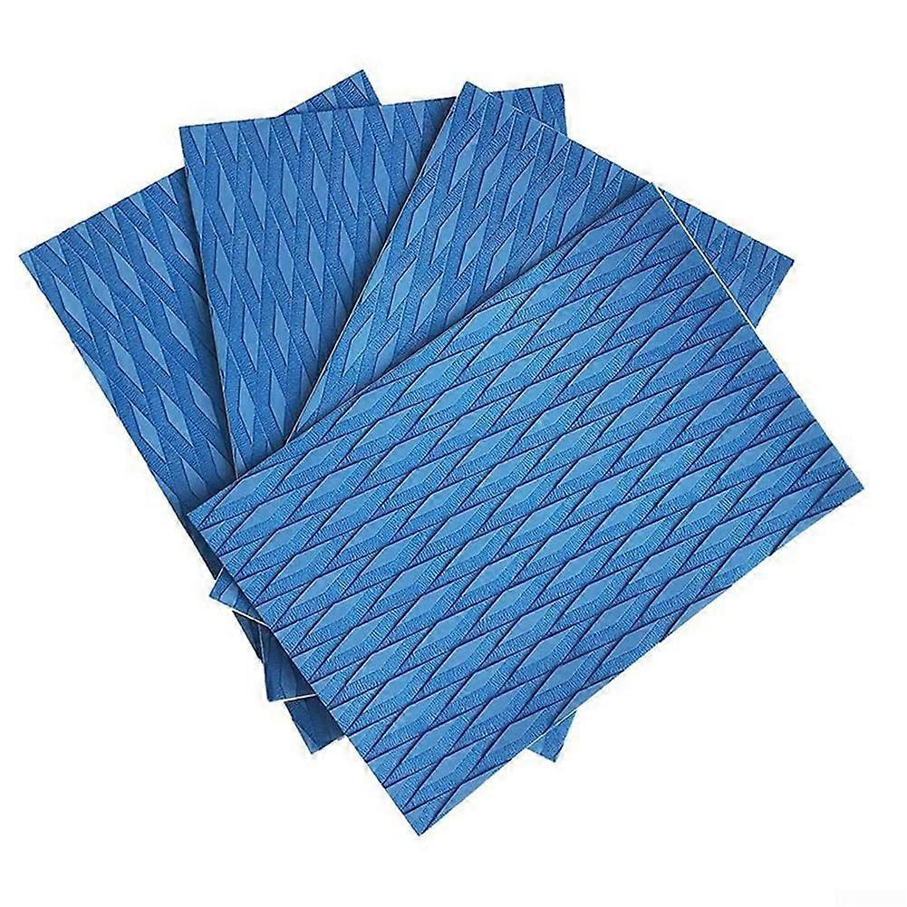 4 x Surfboard Traction Pads Grooved NonSlip EVA Skimboard Traction Pad Kiteboard Stand Up Paddleboard Mat (Blue) Blue