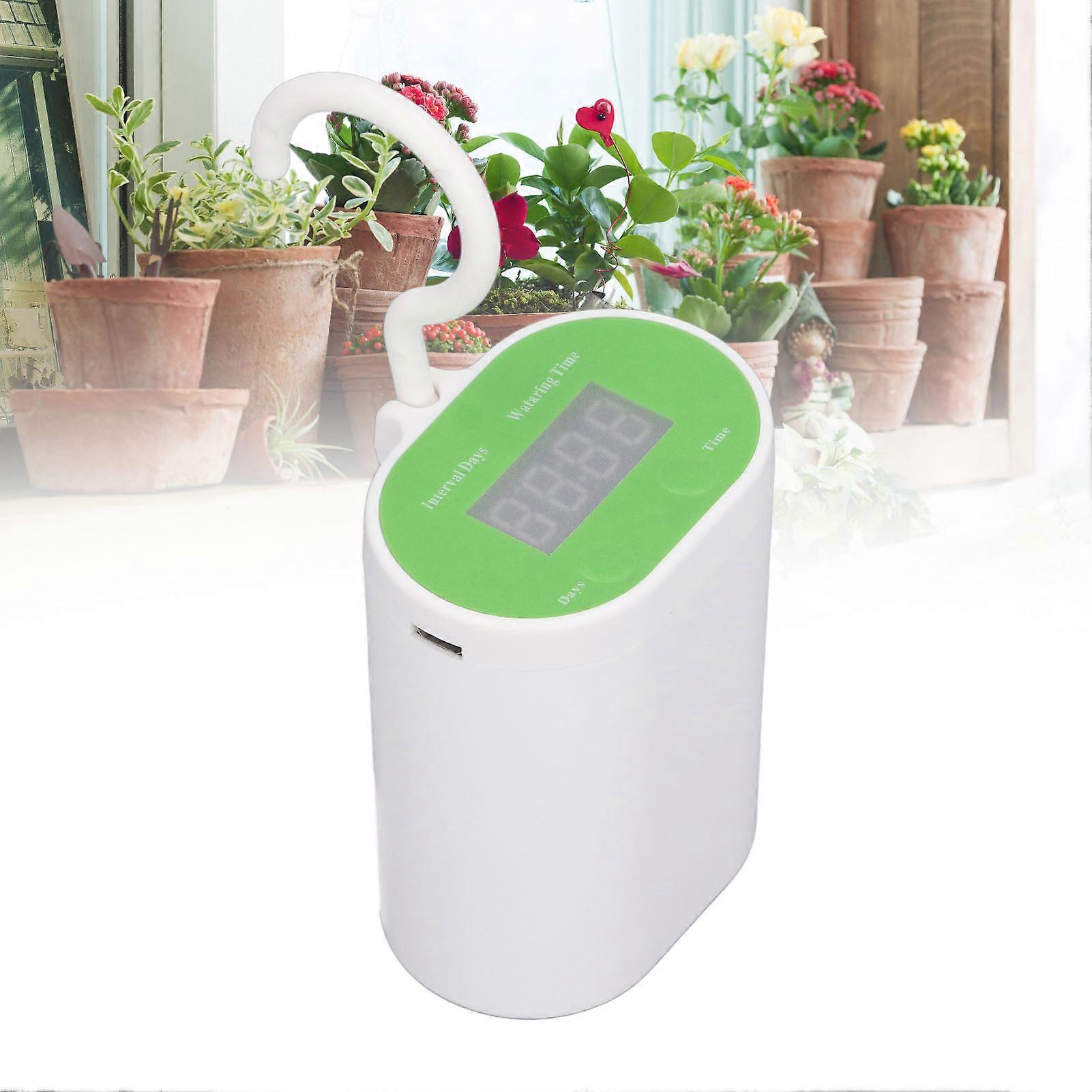 Automatic Watering System ABS Indoor Self Watering Irrigation Kit with Timer for Potted Plants Green and White Drip 