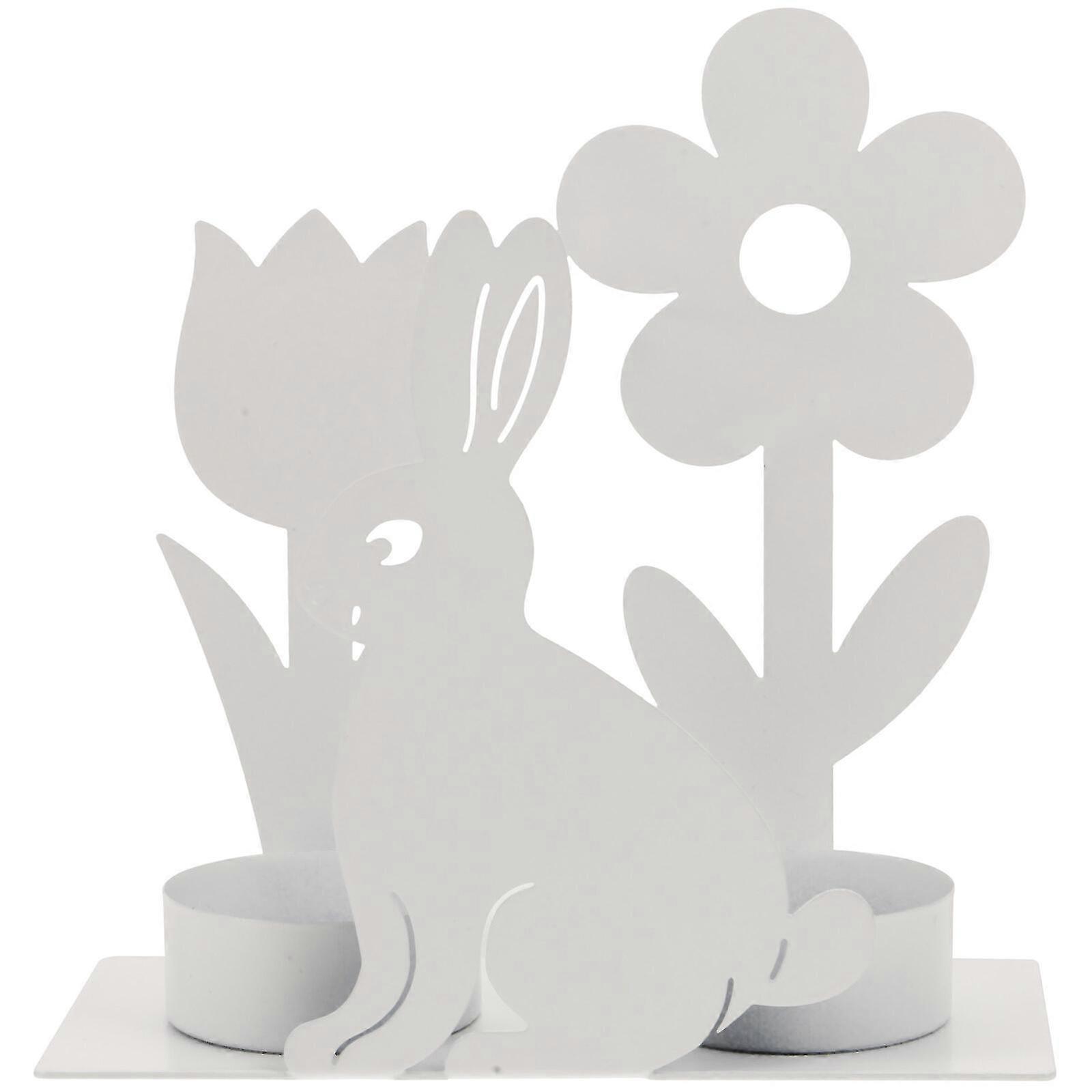 Easter Bunny Candle Holder Tinplate Rabbit Candlestick Stand