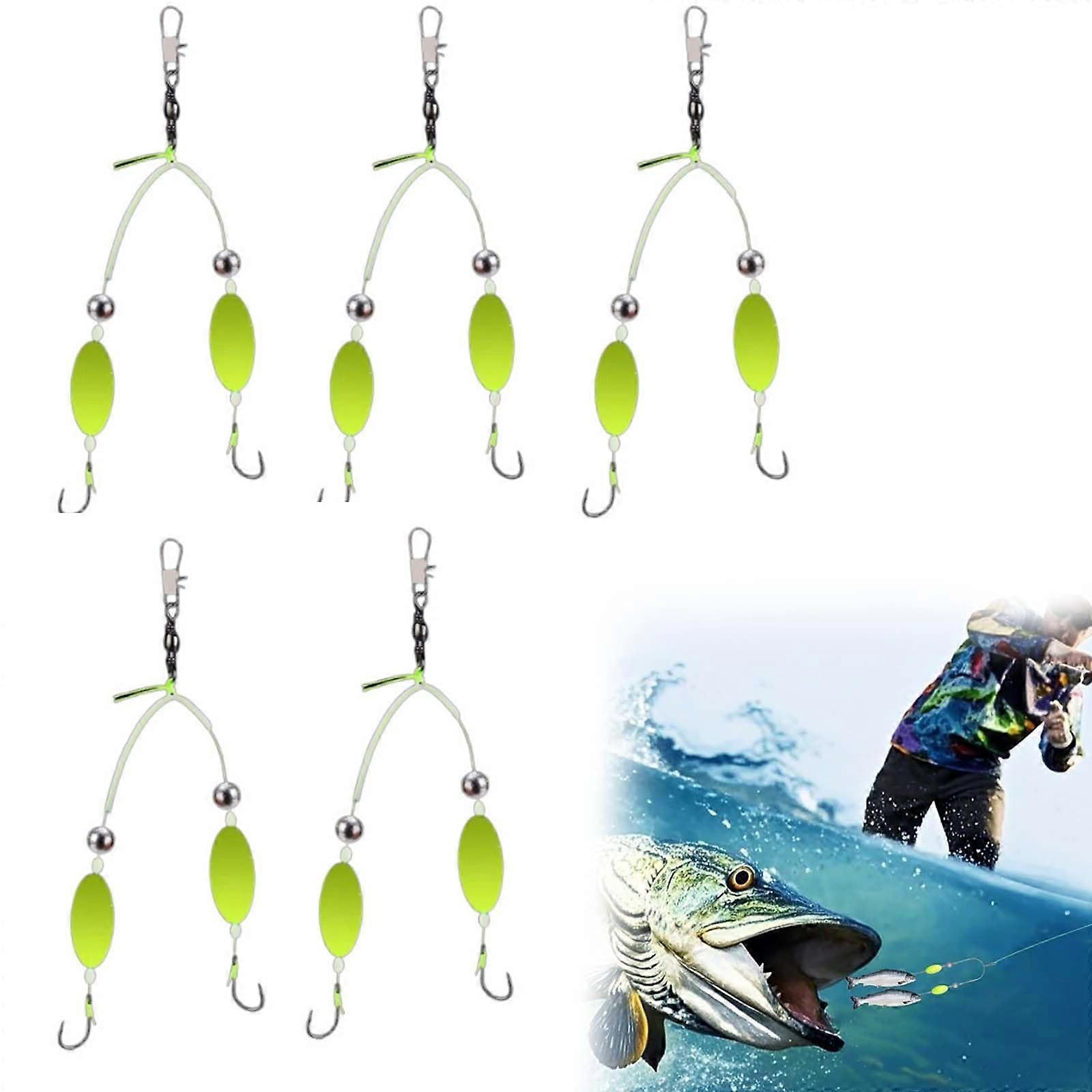 Pack of 5 Double Hooks Fishing, TangleProof Split Hook Design for Freshwater and Saltwater 4