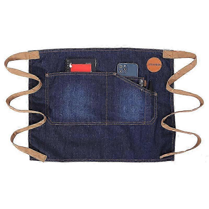 Denim Tool Apron with Pockets for Chefs & Waitstaff