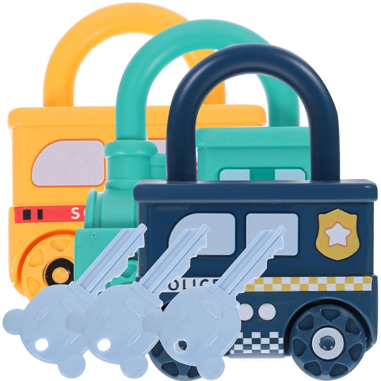 3pcsロックとキーおもちゃ就学前の子供教育玩具子供面白いマッチングおもちゃ