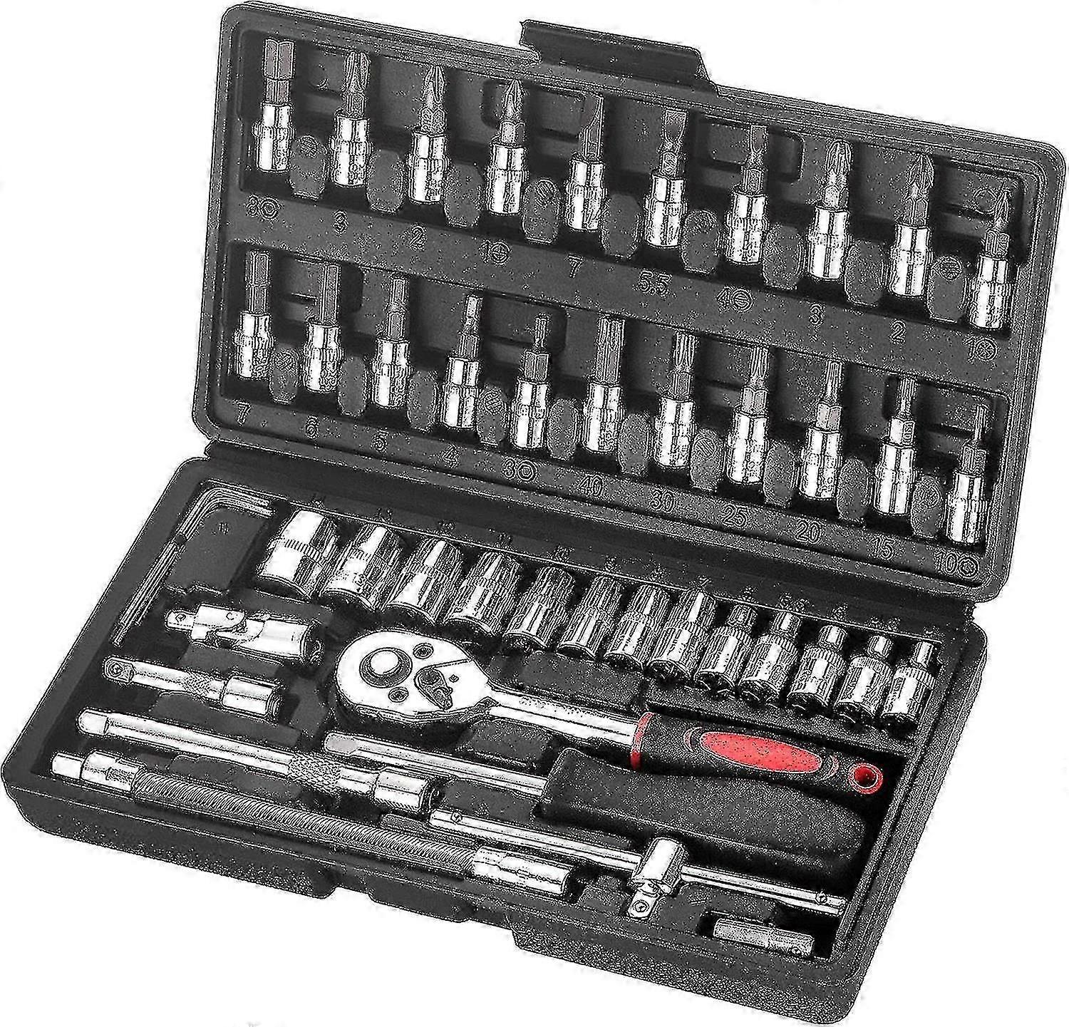 46 Pieces Chrome Vanadium Socket Set 1/4" Adapter Set Socket Set For Car Diy