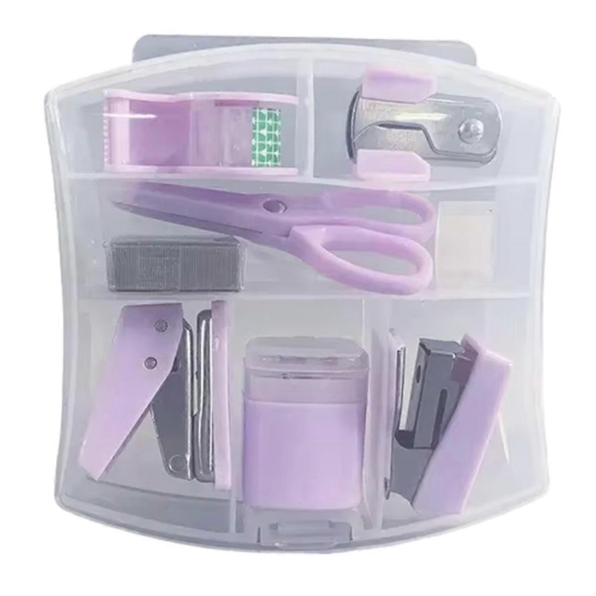 Mini Stapler Staple Punch Hole Tape Machine Set Multifunction StationeryScrapbook Tool Box Office S