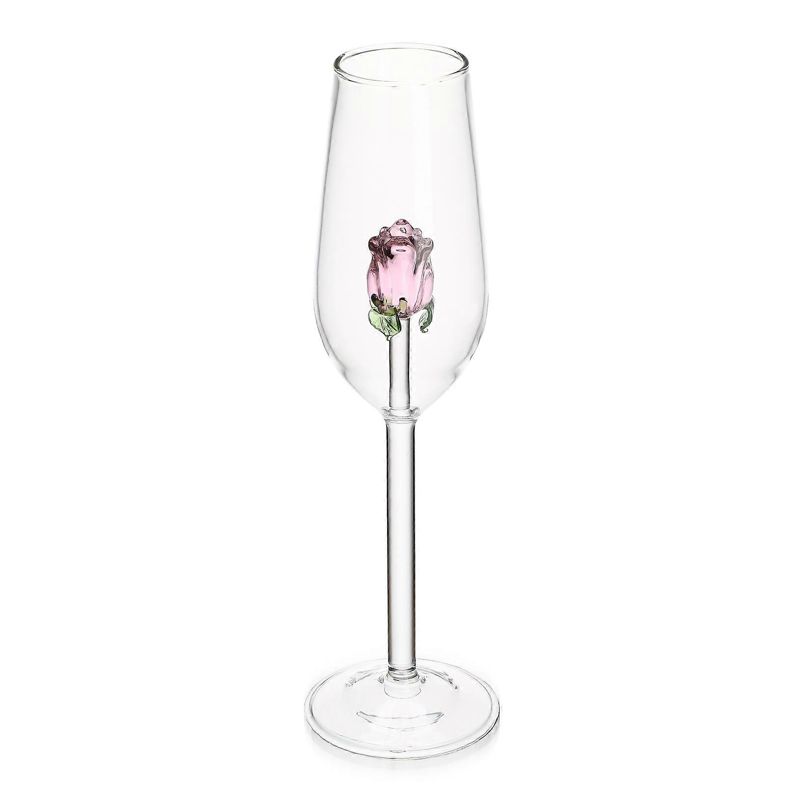 Elegant Rose Crystal Glass Goblet for Wine   Stylish Pink Stemware for Party & Home Use, Reusable Toasting Cup