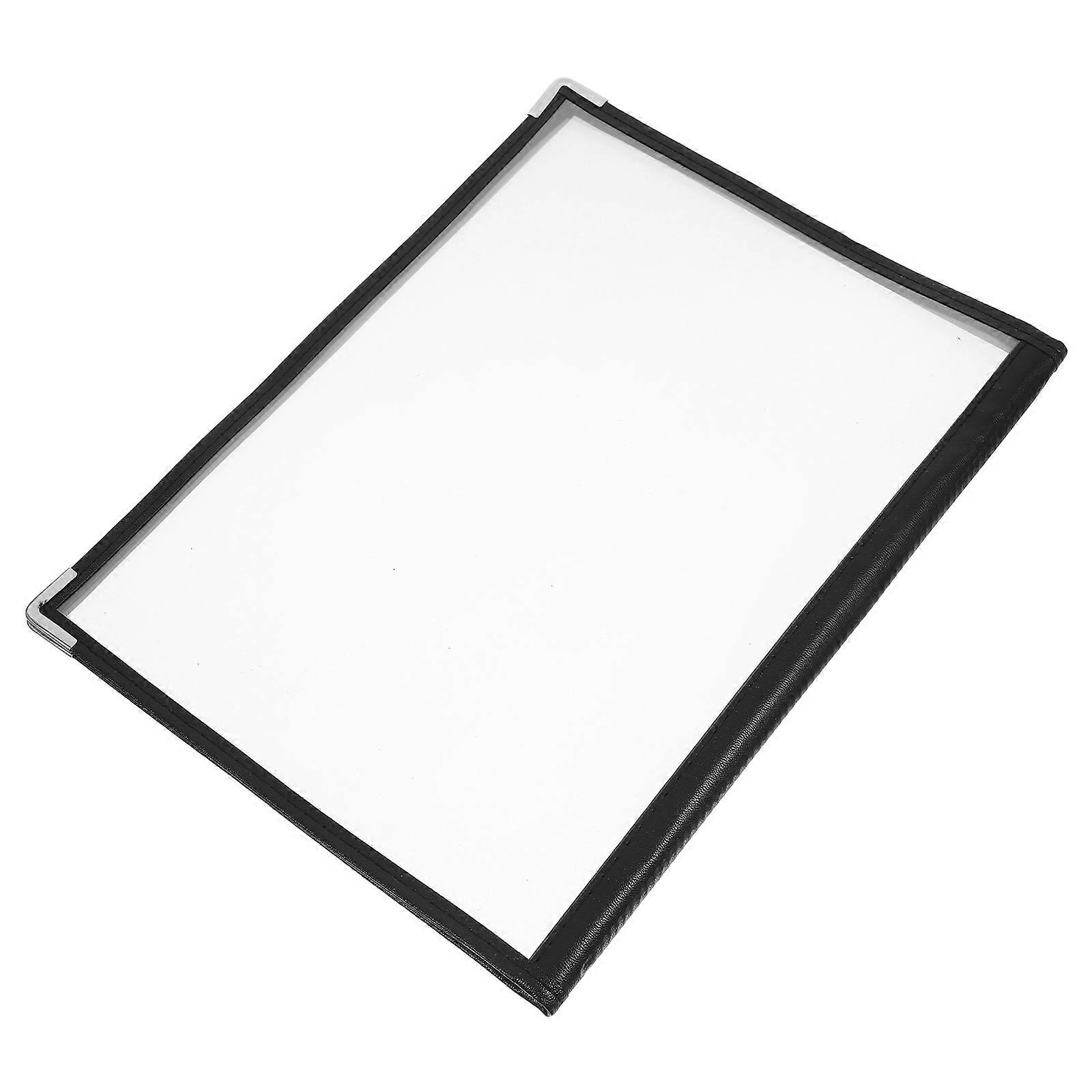 Transparent PVC Restaurant Menu Binder with White Corner Protectors, Side Display Book for Menus and Price Lists, Reusable Cafe Covers with Elegant