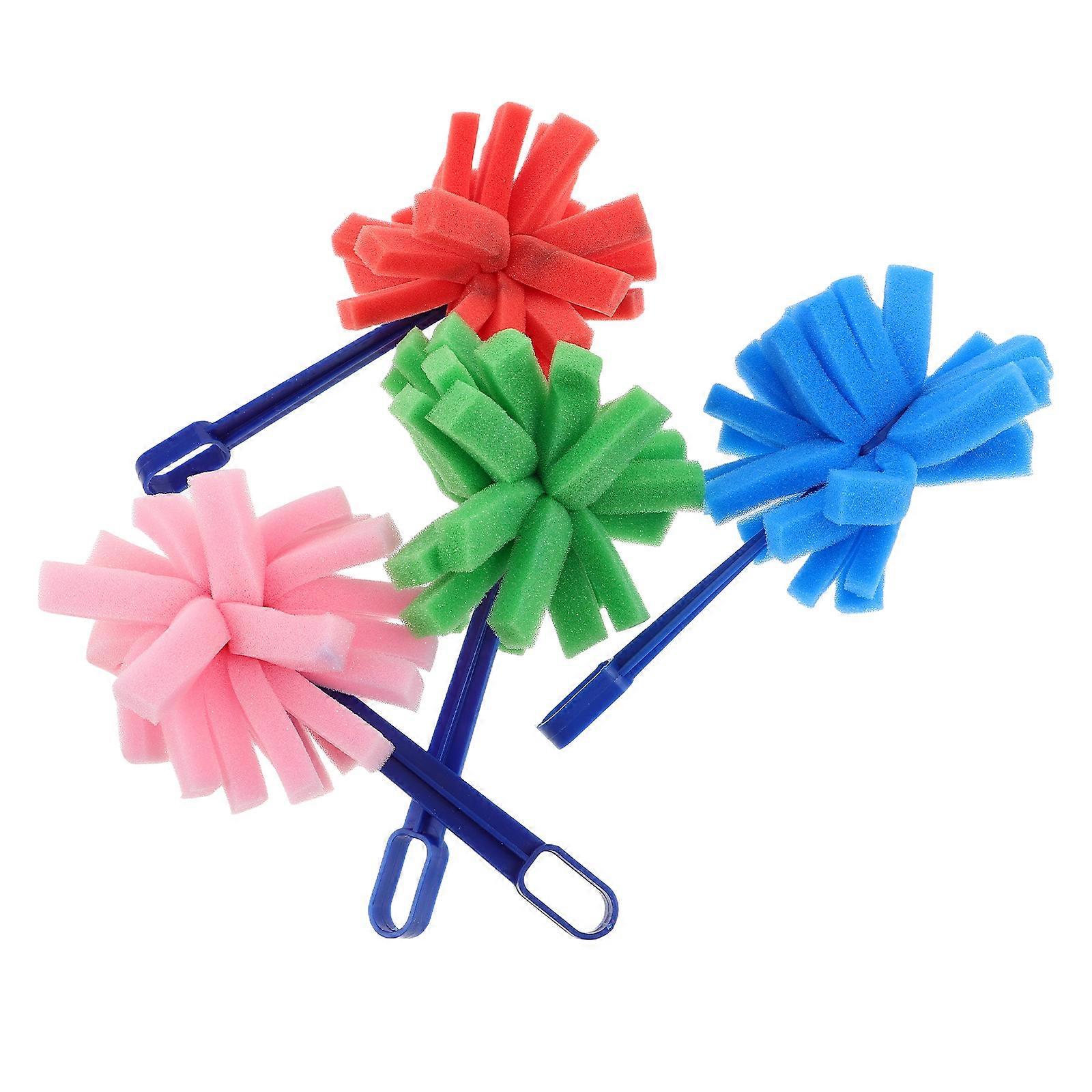 4pcs Kids Sponge Paint Brushes Set Lightweight Doodle Art Sponges with Handle for Painting, Crafting & Skill Development