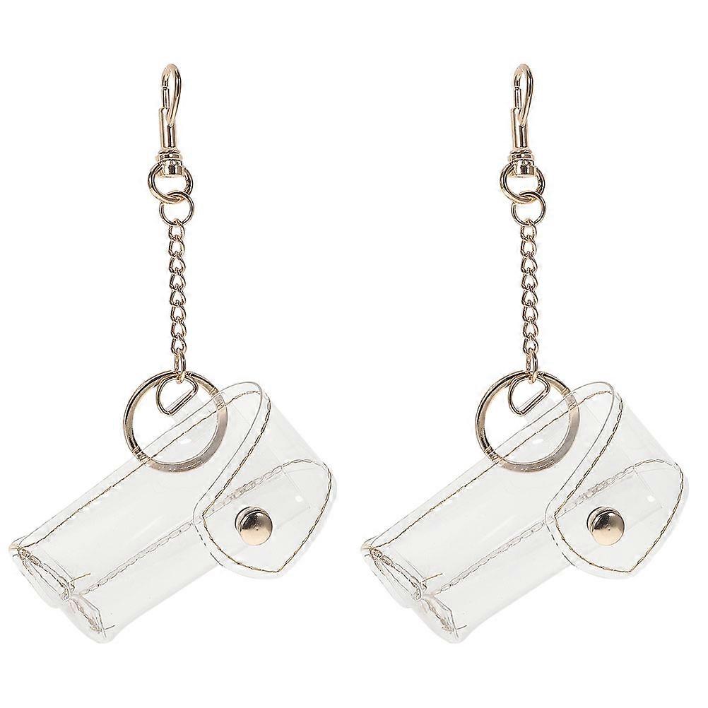 Keychain Lipstick Case Prevent Loss Assorted Color Travel 2Pcs