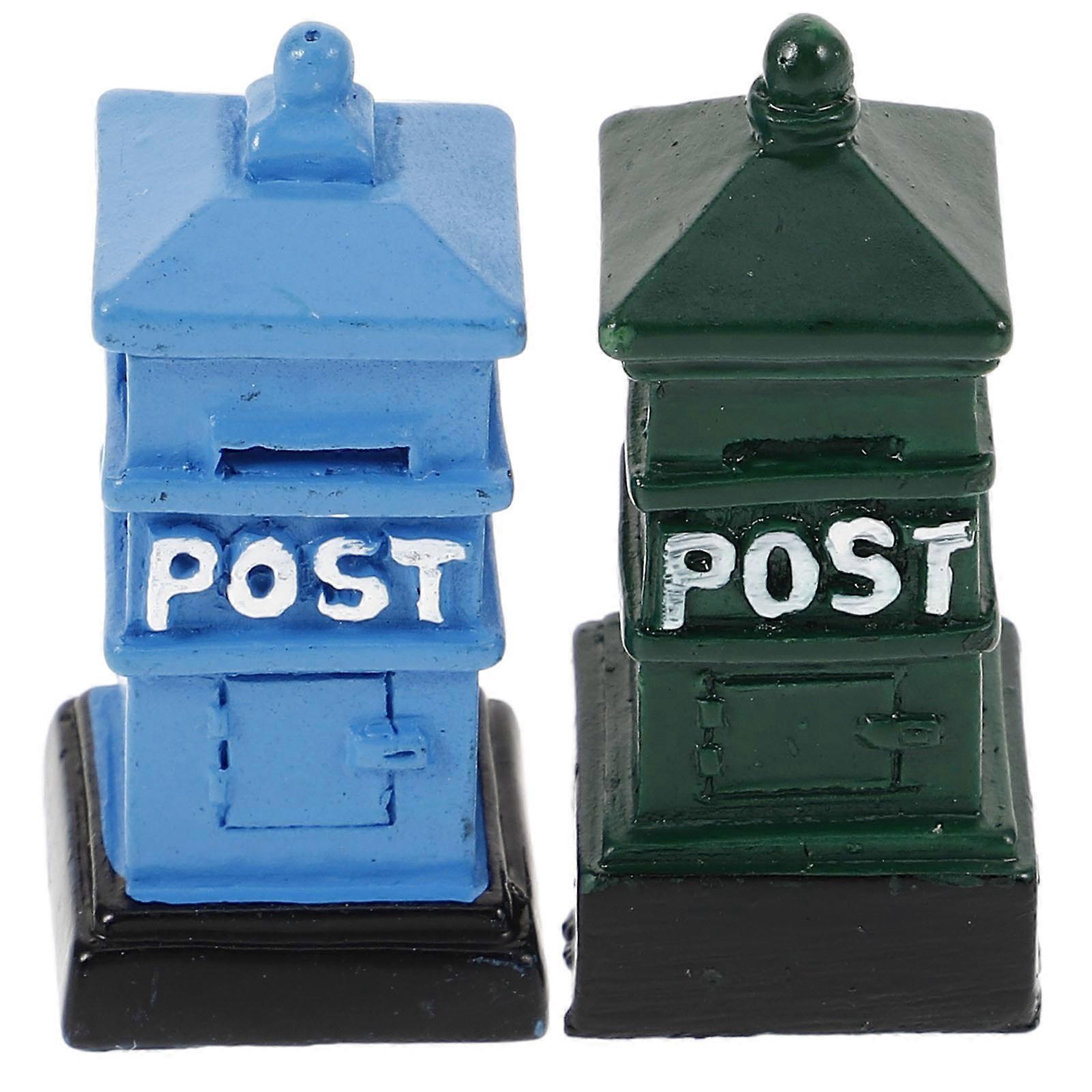 Decorative Mailbox Miniature Post Box Front Door Mailbox Children Collectors Small Synthetic Resin 2Pcs