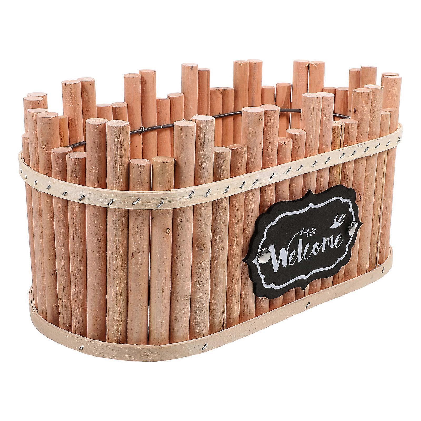 Rustic Planter Wood Flower Container Balcony Use Small Wooden Planter Decorative Flower Pot 1Set