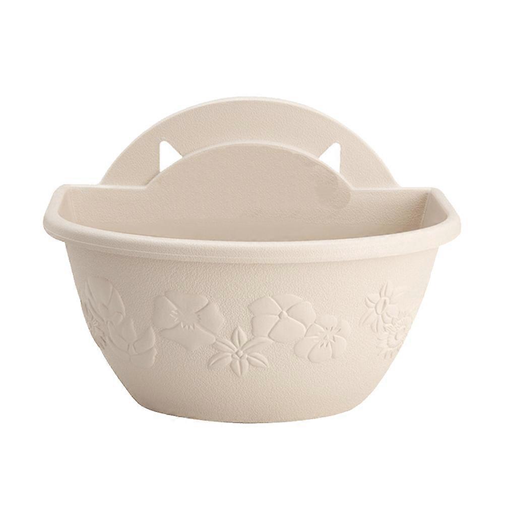 半円形プラスチック壁掛けプランターベージュ耐久性植木鉢省スペース装飾バスケット植物化粧品保管用