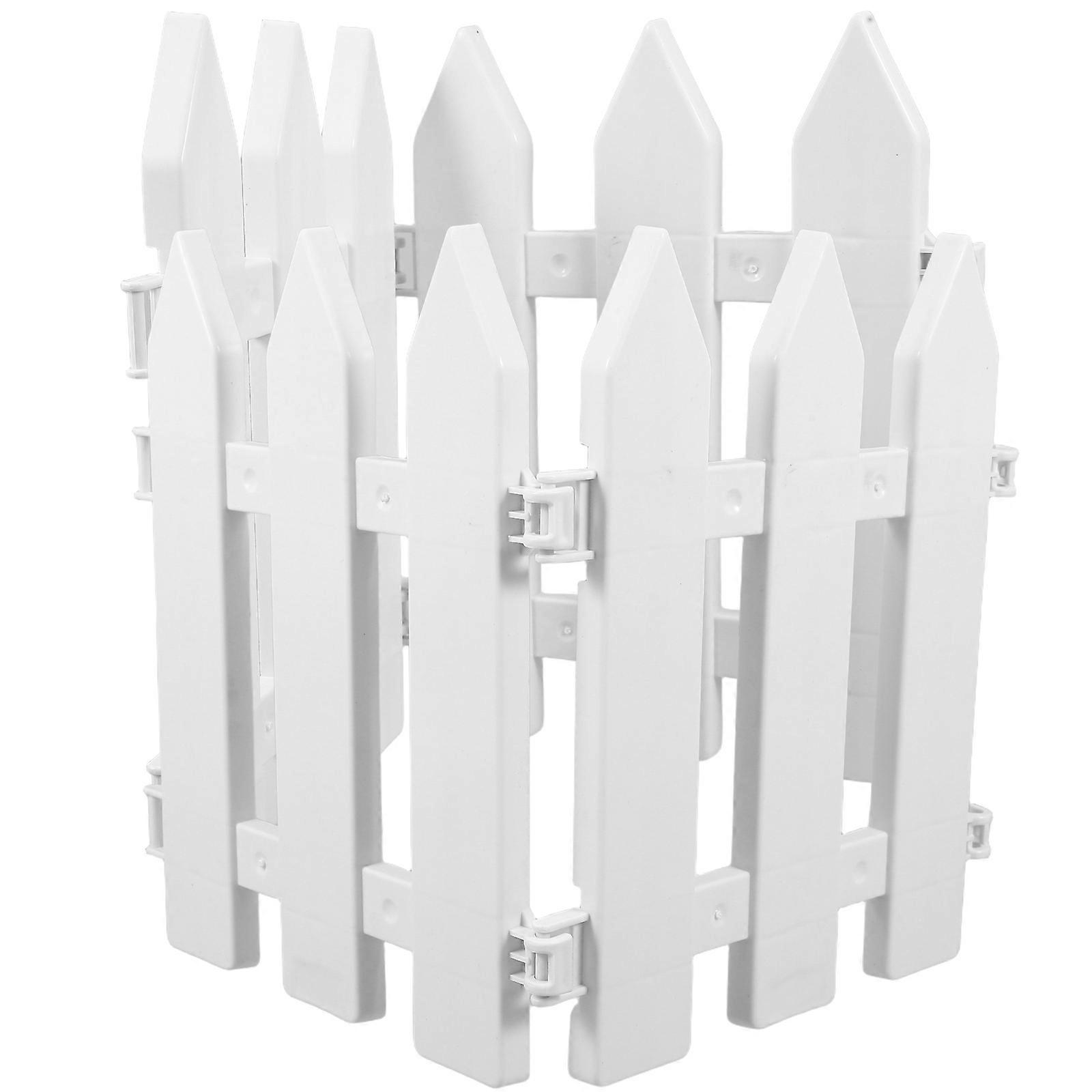 Flower Bed Fence Plastic Yard Insert For Garden Decor Outdoor Spaces Rectangular Shape Classic White Design 4Pcs