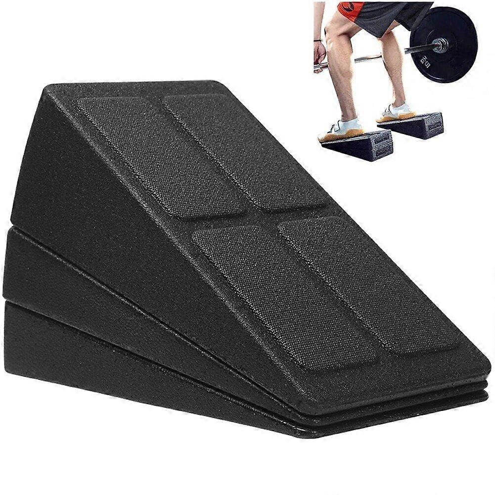 Slant Board Squat Wedge Blocks Pack of 3, Adjustable Foam Inclination Board, Non-Slip Calf Stretcher, Black