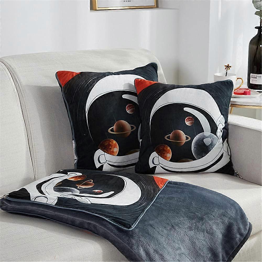 Cushion Blanket 2 in 1 Travel Blanket Pillow for Sofa Bed Office (Astronaut) 45X45CM/150X200CM