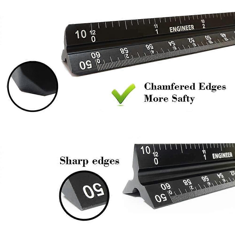 Architectural Scale Ruler, Aluminum Triangular Scale Ruler Metric