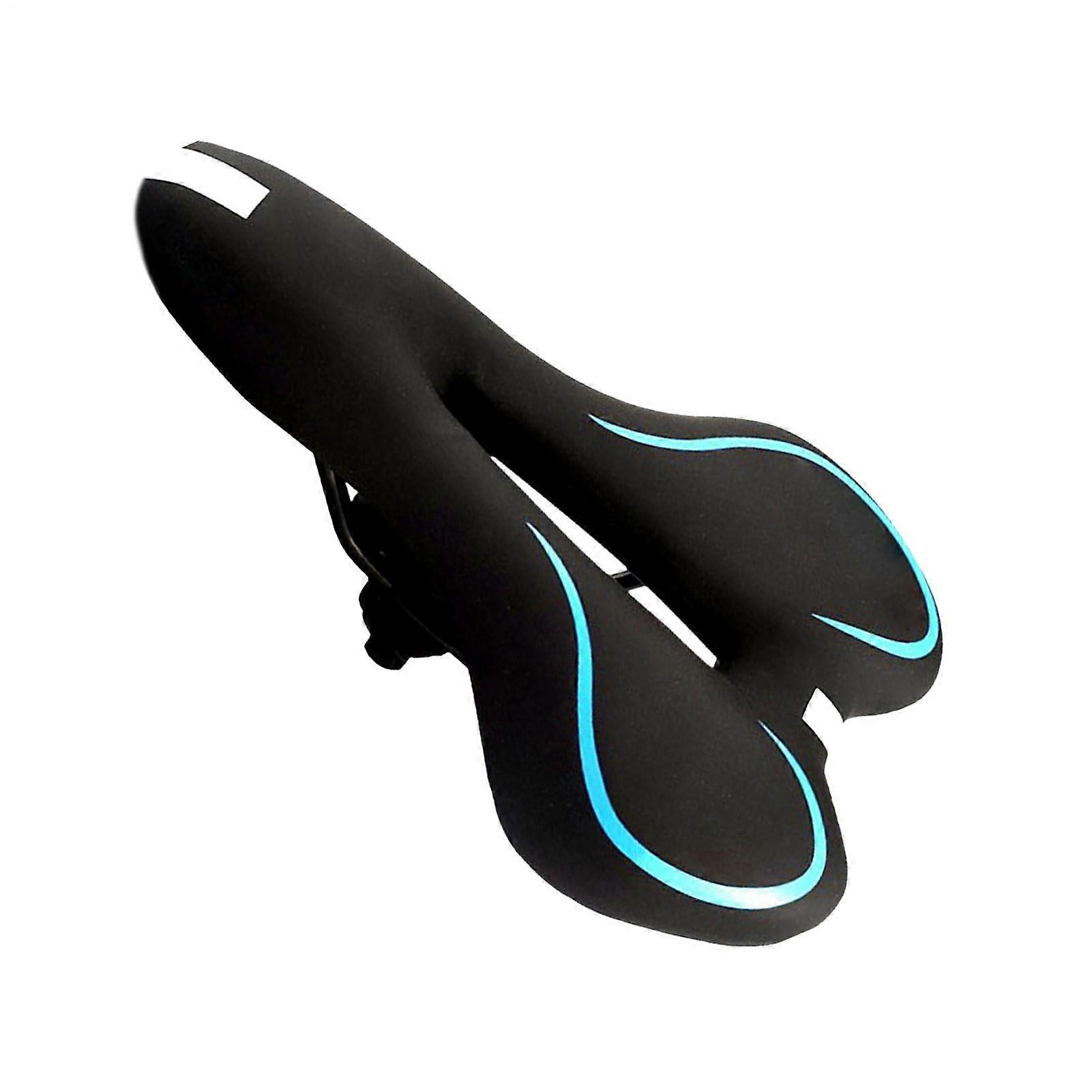 Saddle For Bicycle,Silicone Bicycle Seat Cushion Wide Design Ventilated Saddle With Reflective Strips Men Unisex Blue