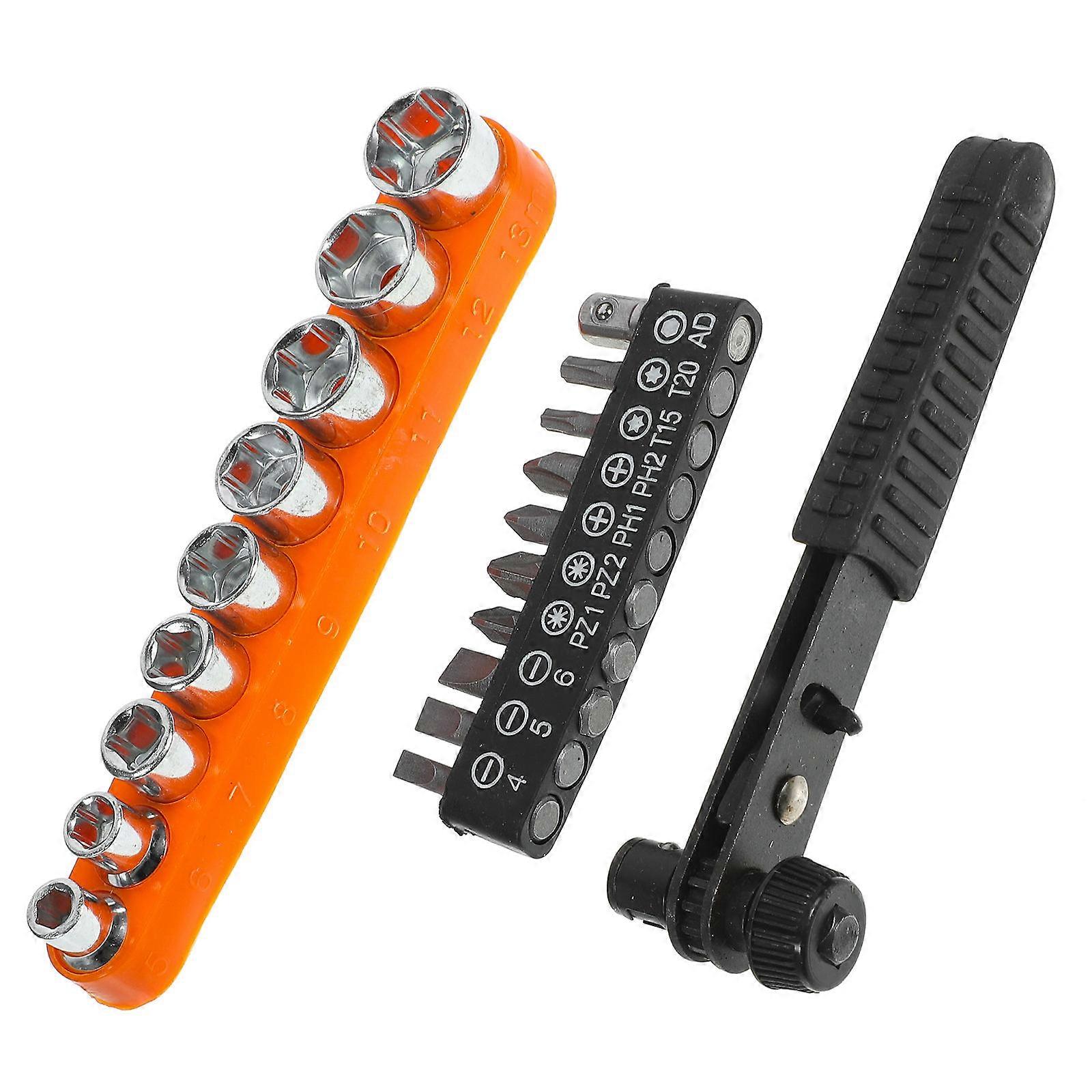Drive Socket Household Socket Wrench Set Mechanics Tool Ratchet Function Assorted Color 12.50X4.70X2.00CM Compact Shape 1 Set