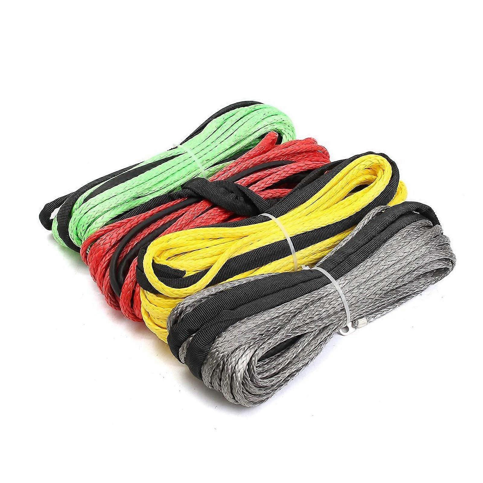 3/16'' x 50' Synthetic Fiber Winch Line Cable Rope 5500+ LBs Heavy-Duty ATV UTV Compatible Green