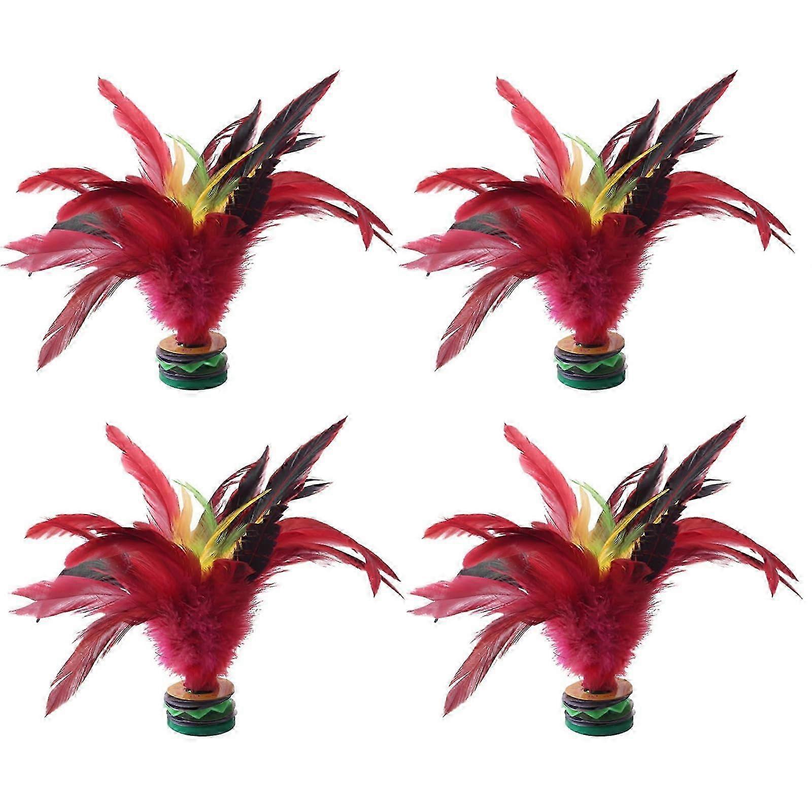 4Pcs Colorful Badminton Kick Shuttlecock with Long-Lasting Feathers for Adults Suitable for Various Brands