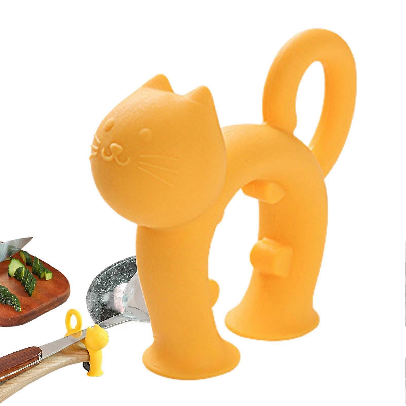 Cat Spatula Holder Spoon Rest, Anti-Scald Bracket Clips, Heat-Resistant Utensil Organizer, Compact Non-Slip 7x6x1.2cm