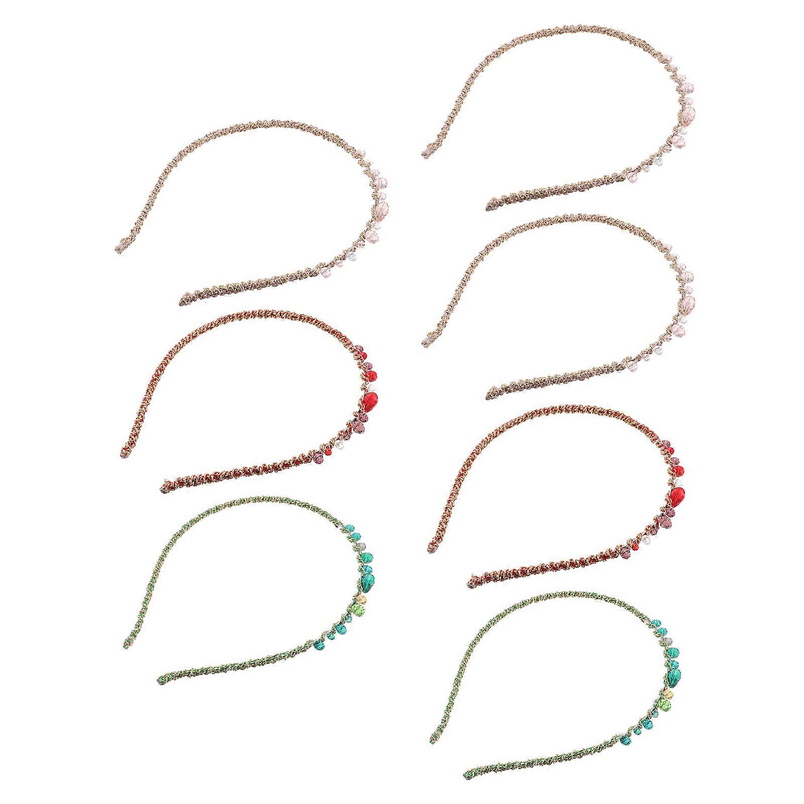 Jeweled Hairband Bejeweled Sparkle Headbands Set Accent to Outfit Circular Fashionable 7Pcs