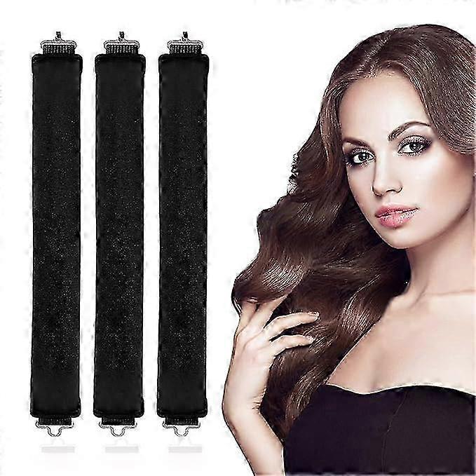 3-Pack Heatless Curling Tool, Soft Flannel Curling Iron with Hook, Overnight Styling Accessory
