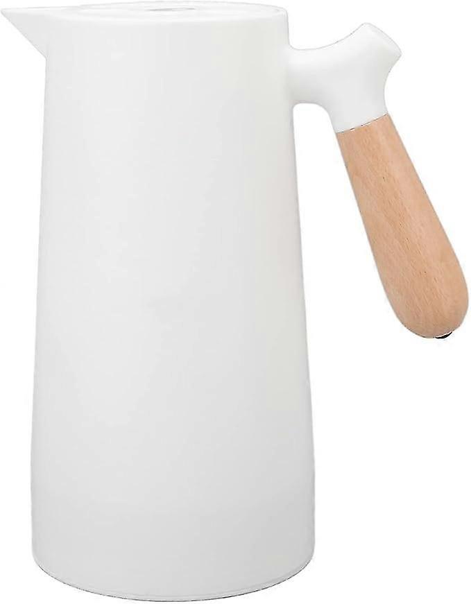 1L Capacity Thermal Coffee Carafe with Wooden Handle for Home Use