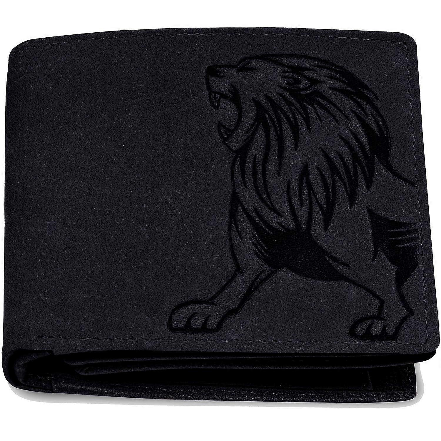 Leo RFID Blocking Vintage Geldbörse aus schwarzem Leder für Männer