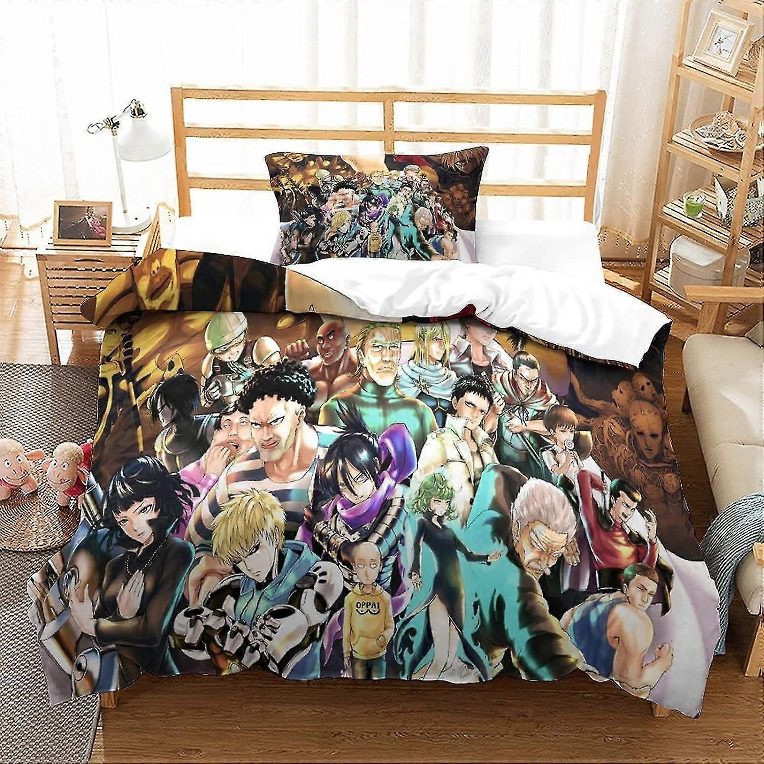 Cartoon Bedding 2 Piece Set 3D Duvet Cover with Pillowcases Zipper Closure Hypoallergenic Soft Microfiber Quilt Cover Single