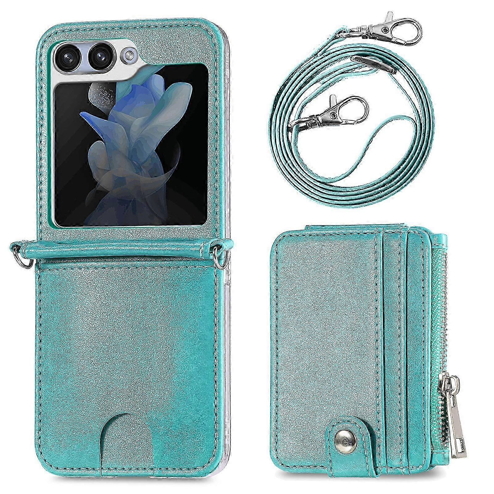 for Samsung Galaxy Z Flip 6 Case Wallet with for Women,Galaxy Z Flip 6 Case with Strap,Crossbody Strap Lanyard Card Holder Stand