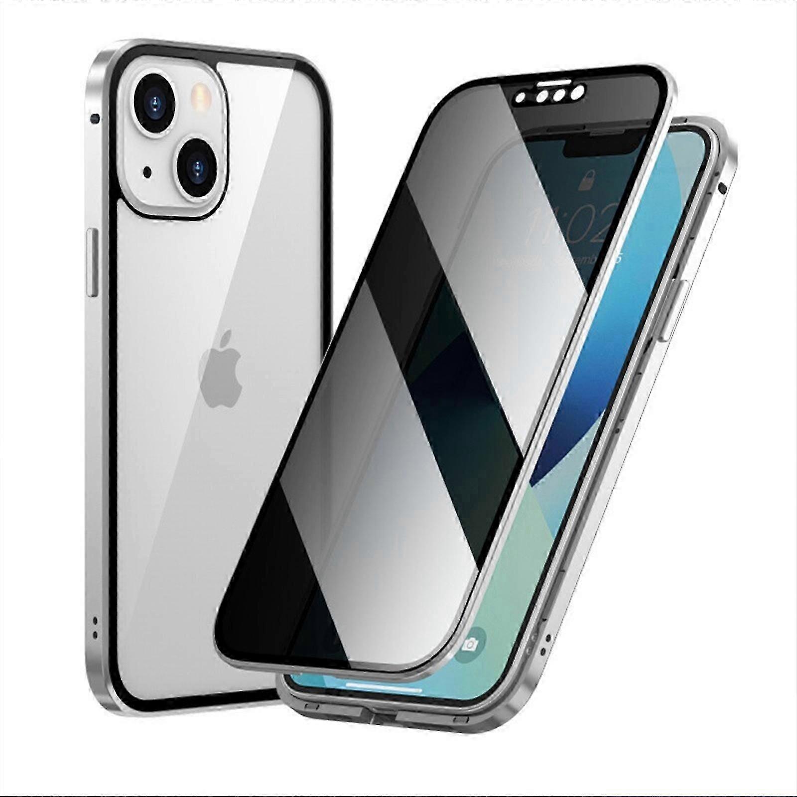 İPhone 15 Plus için Gizlilik Manyetik Kılıf, Gözetleme Önleyici Çift Taraflı Temperli Cam Telefon Kılıfı Manyetik Adsorpsiyon