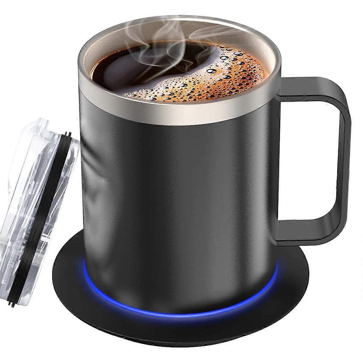 Chauffe-tasse à café auto-chauffant double couche en acier inoxydable 304 avec ensemble de tasses pour bureau, maison et bureau