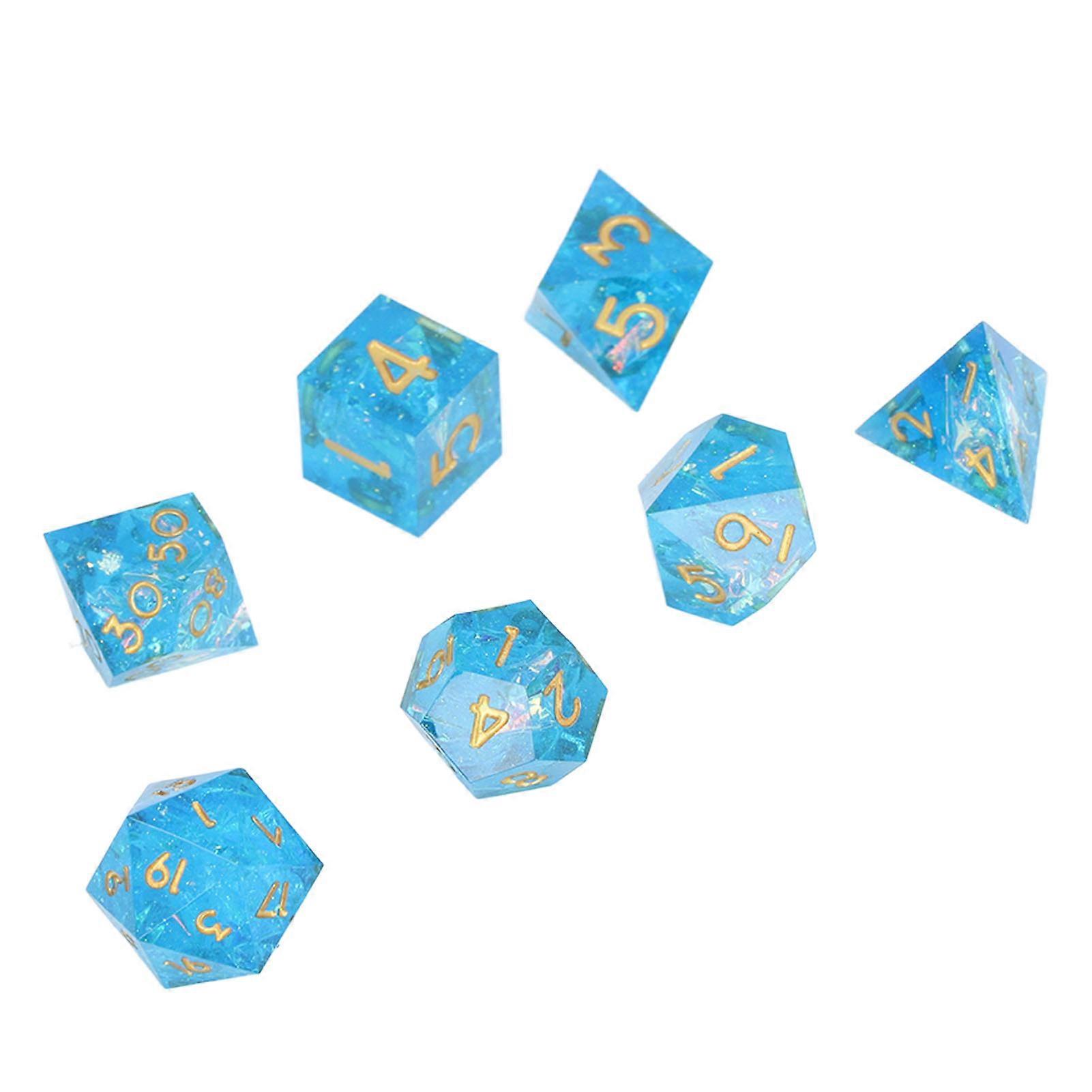 7pcs Polyhedral Resin Dice Set RPG Games Dice with Sharp Edge for Table Games Math Teaching