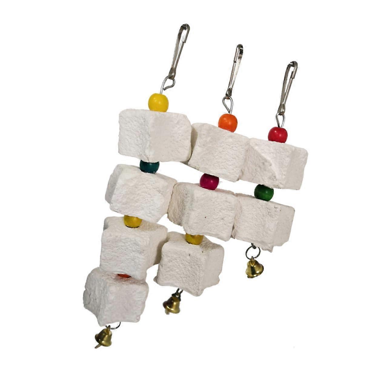 3Piece Parrot Flower Stone Chew Toy Set for Birds Bird Biting Toy String Safe and Fun for Parrots