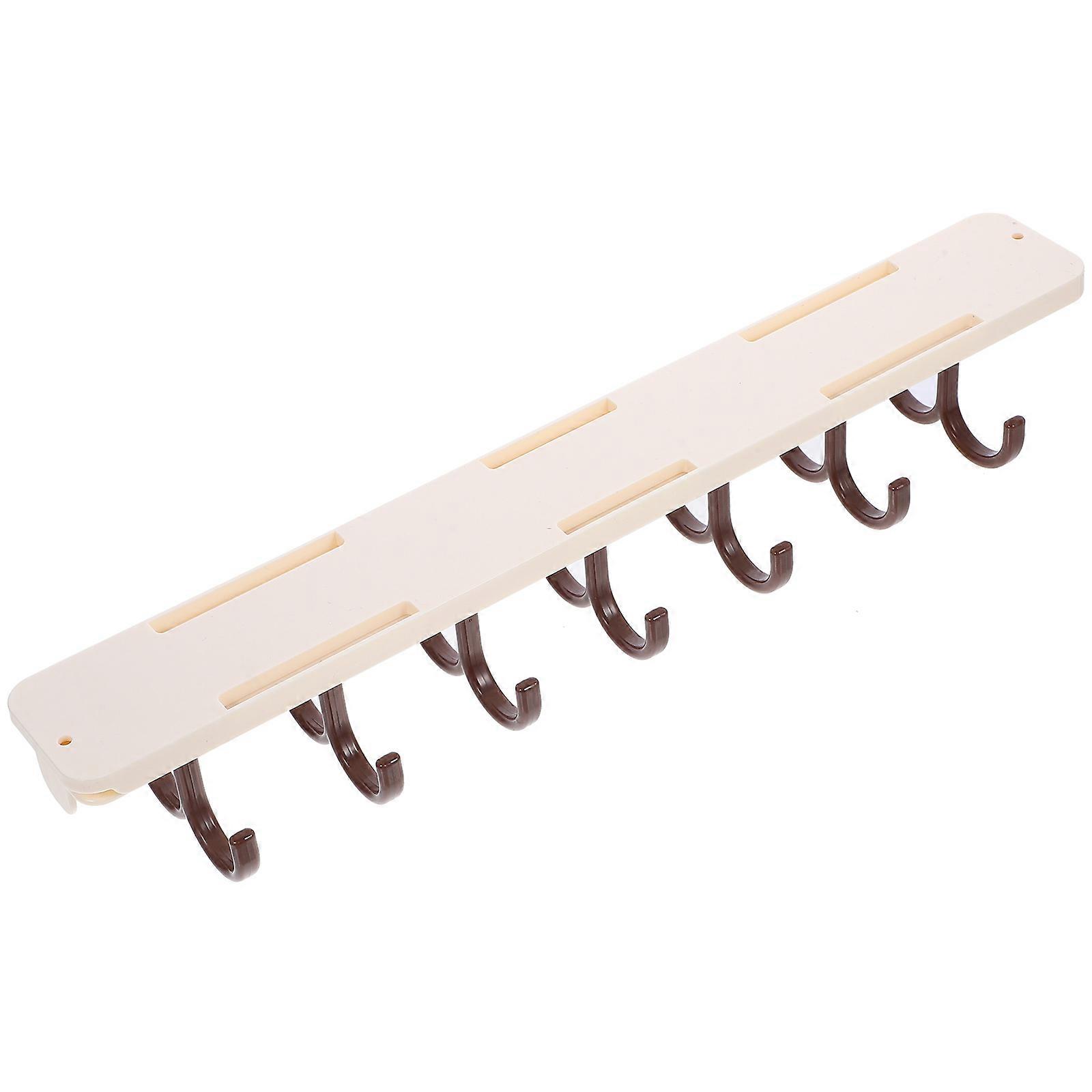 Wardrobe Sliding Rail Hanger Clothes Organizer Closet Storage Beige Color ABS Material Double Hooks 1Pack