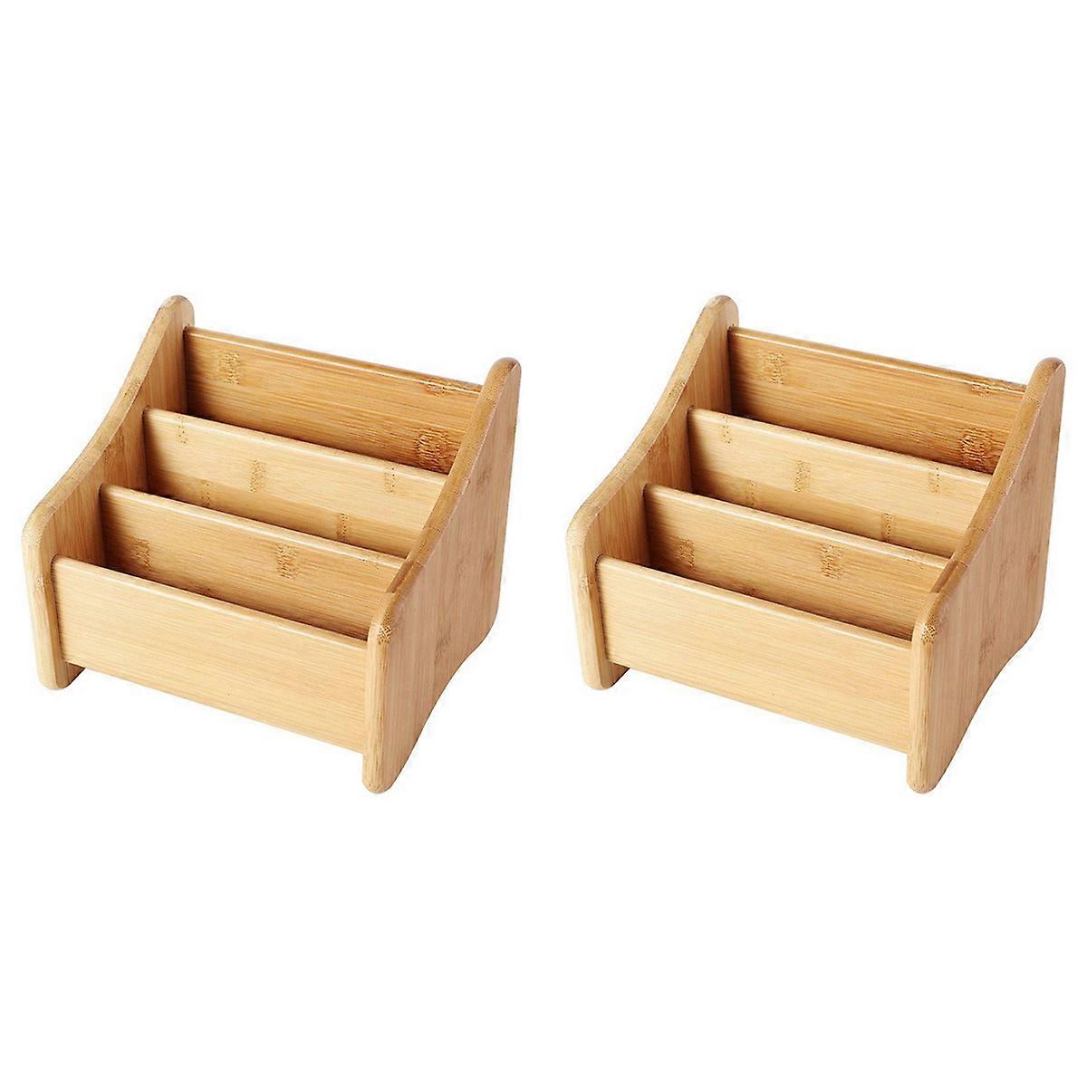 Wood Organizer Bamboo Remote Control Holder Storage Container