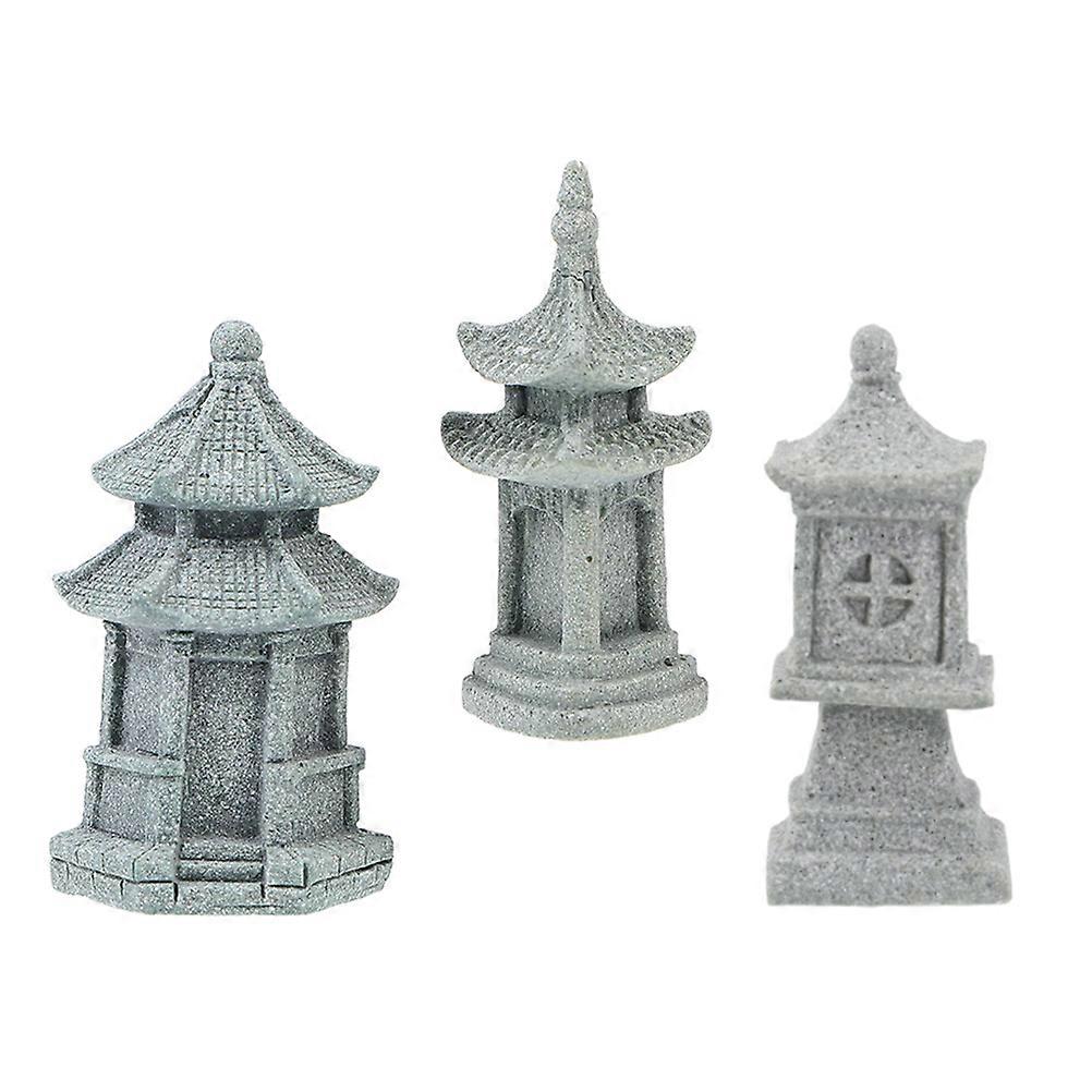 Serene Garden Decor Pavilion Shaped Garden Decor Indoor Decoration Concise Design Triangular Tower 3Pcs